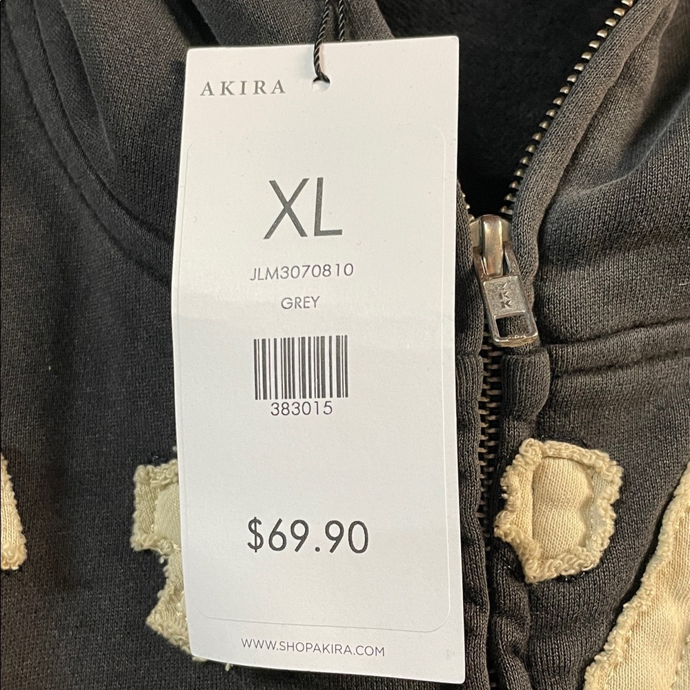 AKIRA Black Zip-Up Hoodie with Cream Graphic - Picture 5 of 7